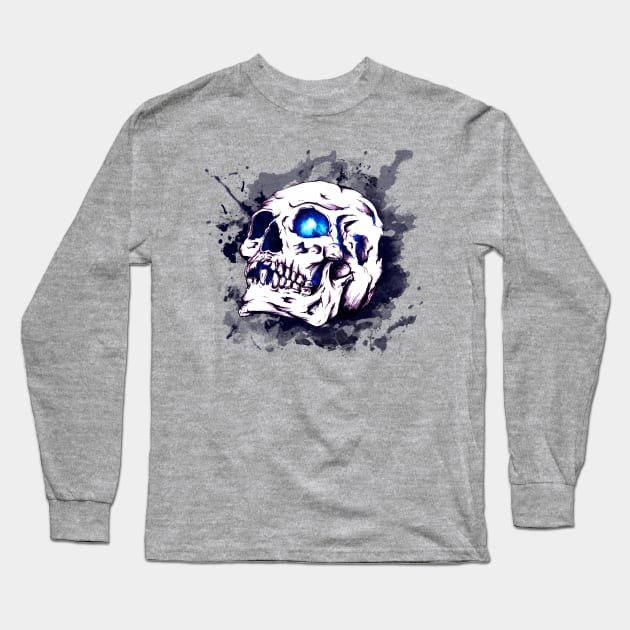 Galaxy splatter skull Long Sleeve T-Shirt by akerly